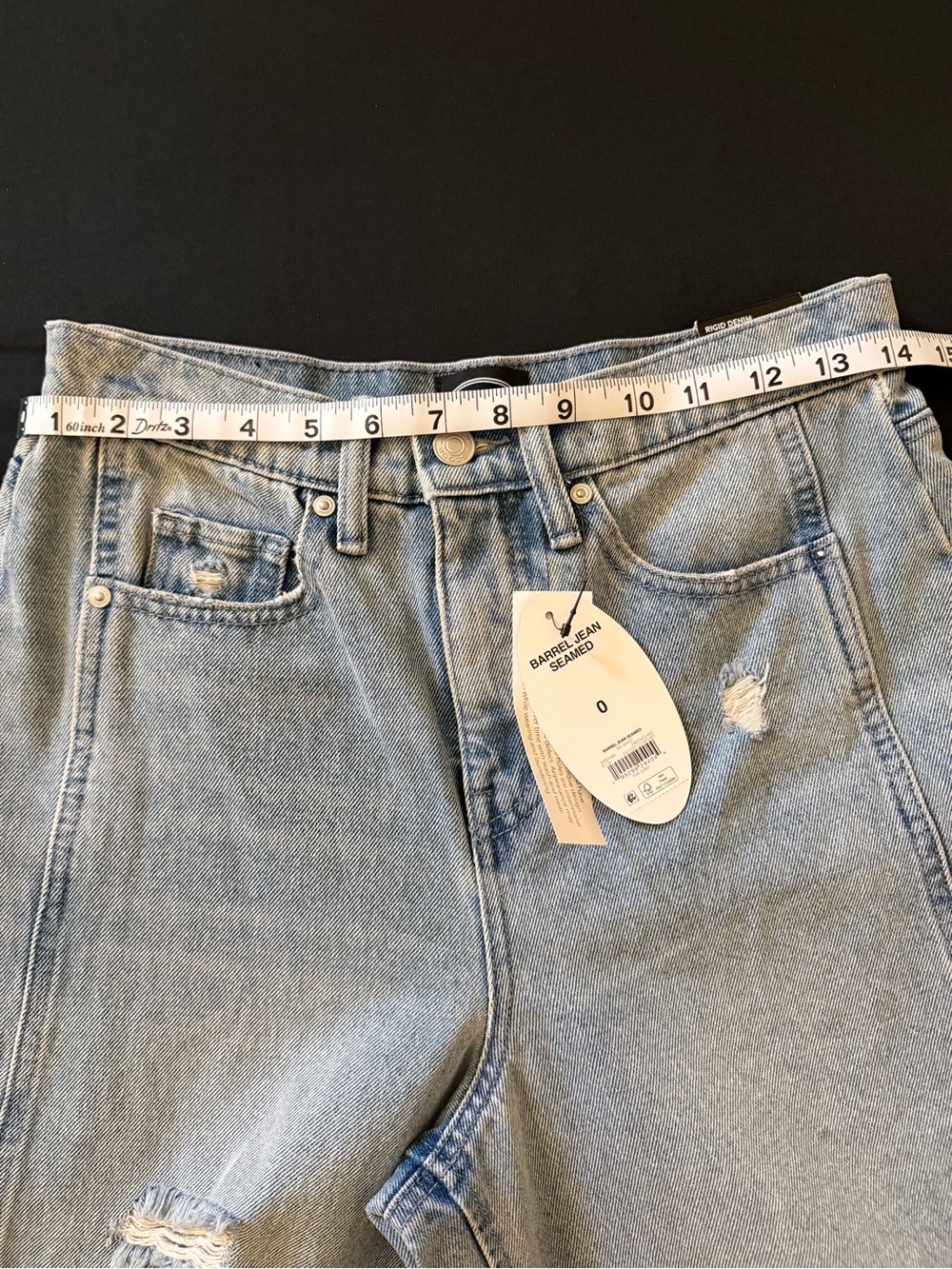 Scoop High Rise Barrel Jeans Distressed Light Wash NWT Size 0 - Picture 4 of 7